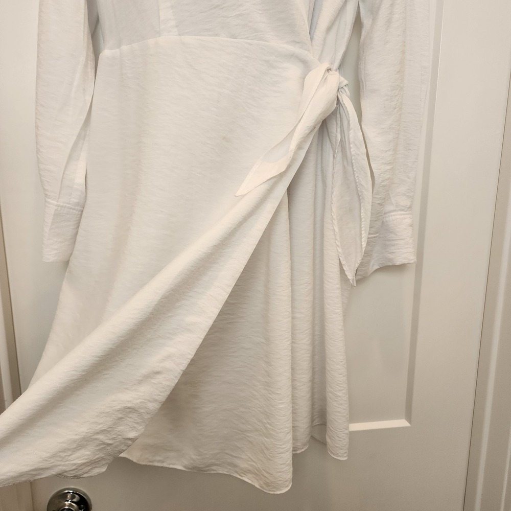 Vince White Wrap Shirt Dress XL Long Sleeve Quiet Luxury Minimalist‎ Resortwear - Picture 9 of 16